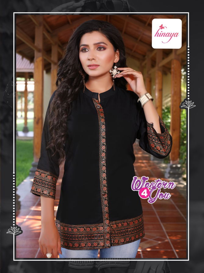 Hinaya Western 4 You 10 Rayon printed Wholesale Short Top Collection